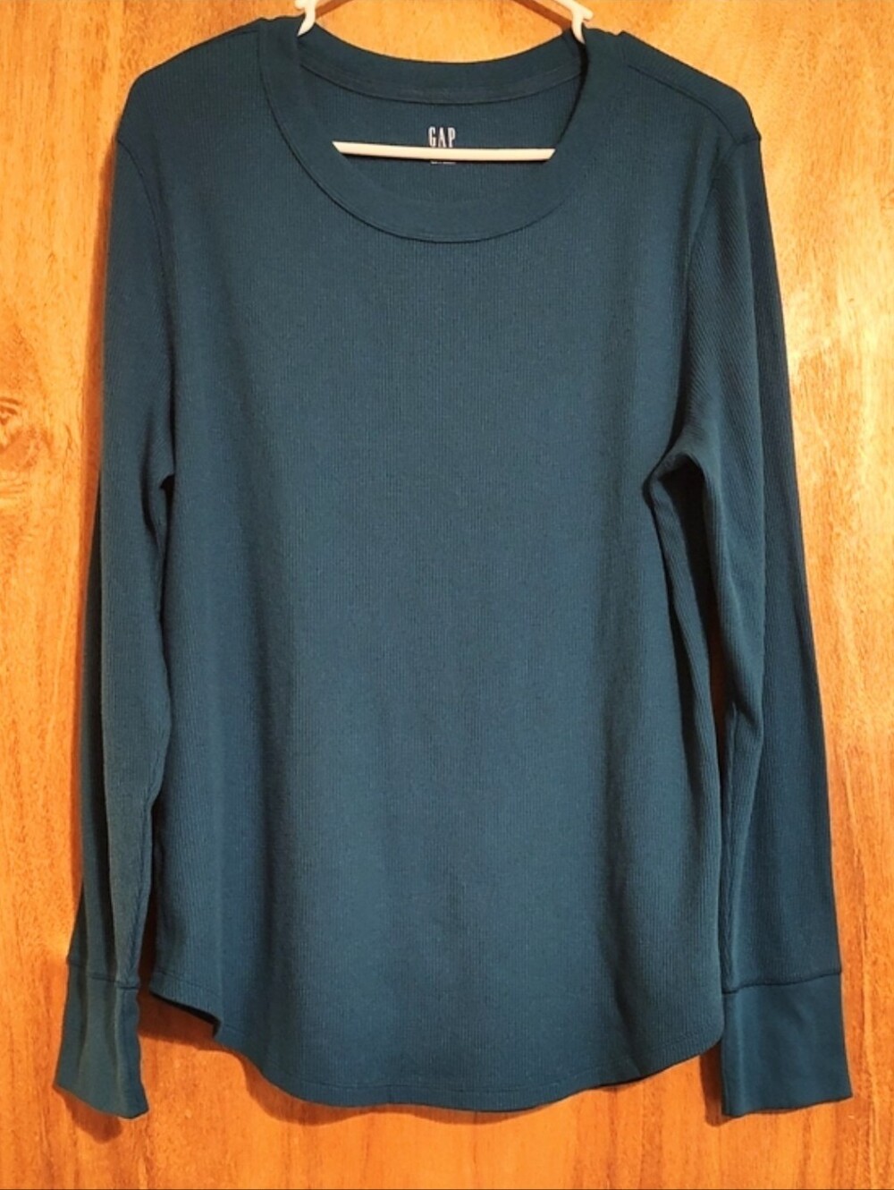 GAP Waffle Knit Thermal Top Truly Teal Long Sleeve Stretch Grunge Gorpcore XL